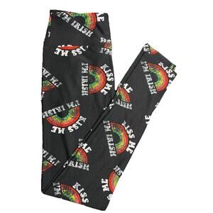 New LuLaRoe Black Kiss Me I’m Irish With Rainbows Leggings Size OS (W 2-10) NWOT